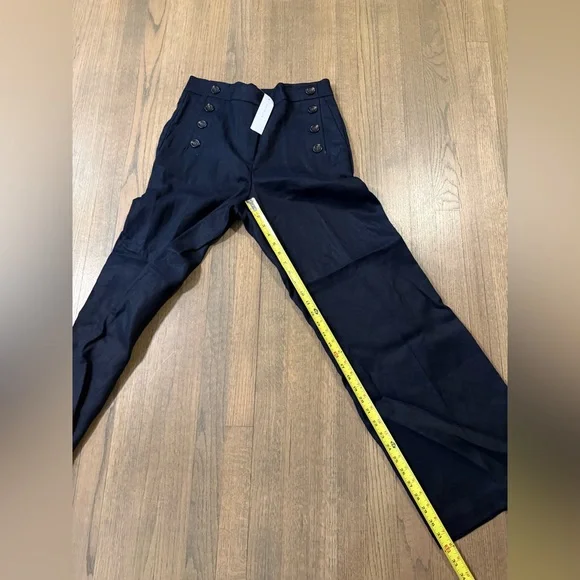 New Ann Taylor The Wide Leg Navy High-Waisted Button Pants-Size 8 - Picture 11 of 11